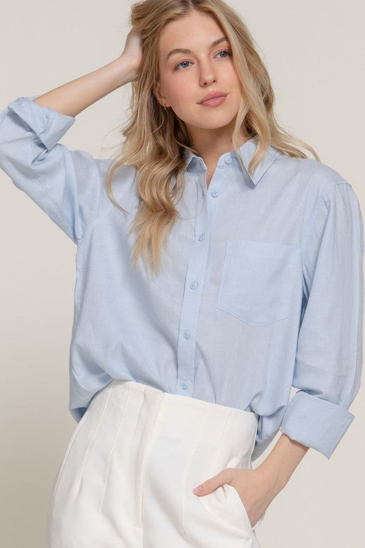 Linen Blend Button Up