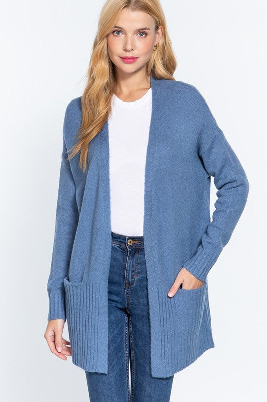 Long Blue Knit Cardi