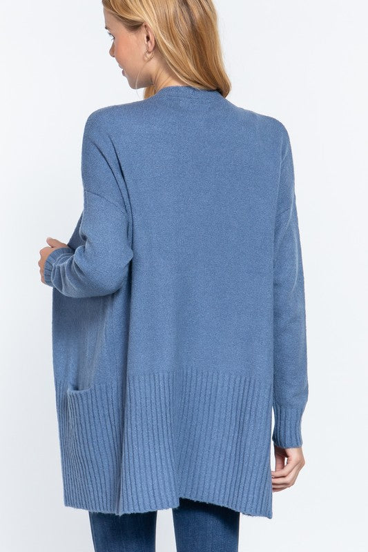 Long Blue Knit Cardi