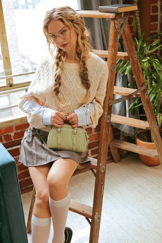 Belted Plaid Mini Skirt