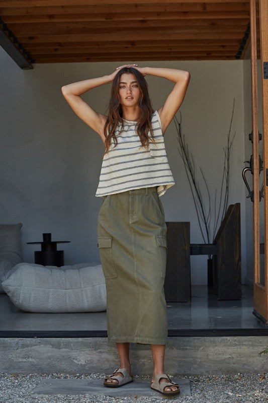 Olive Cargo Skirt