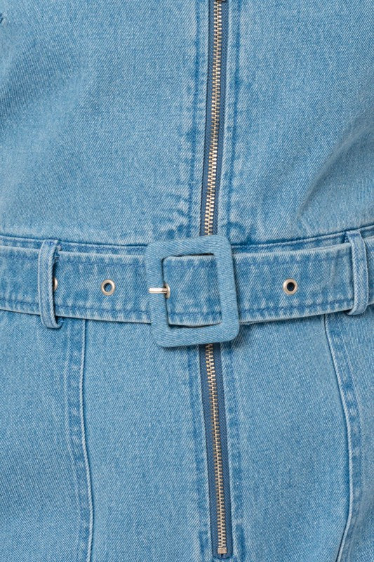 Denim Short Sleeve Romper