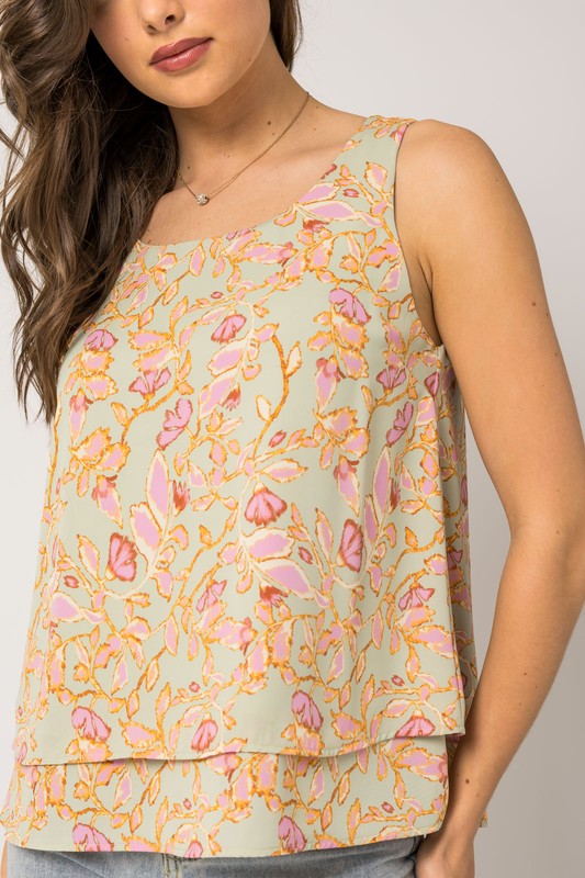 Sage Pink Tiered Tank