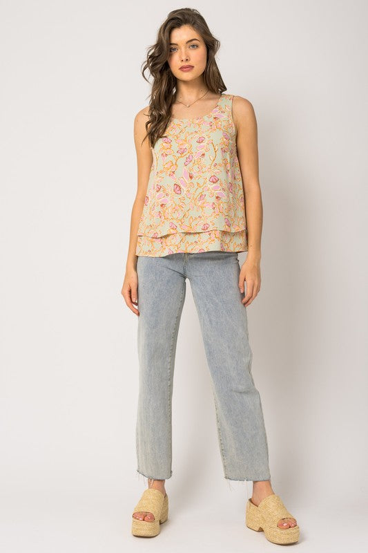 Sage Pink Tiered Tank