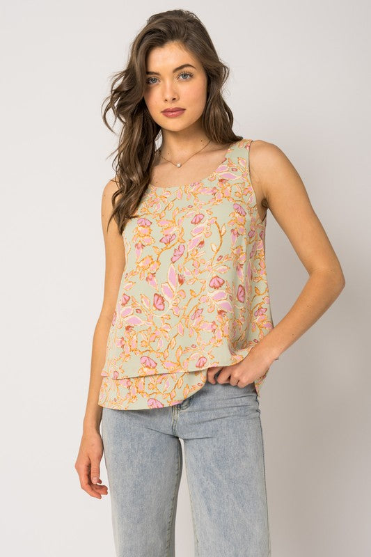 Sage Pink Tiered Tank