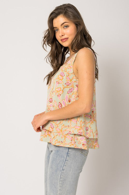 Sage Pink Tiered Tank