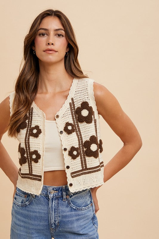 Floral Knit Vest