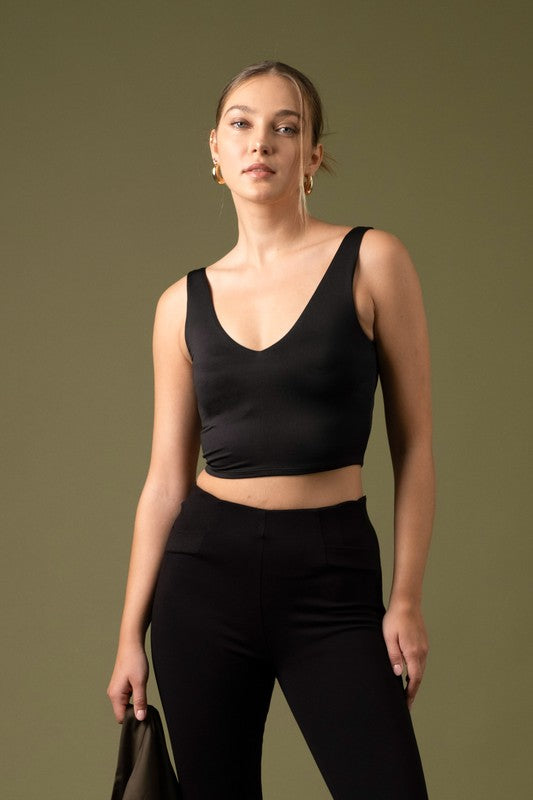 Reversible V Neck Crop