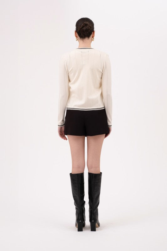 Cream Black Jewel Cardi