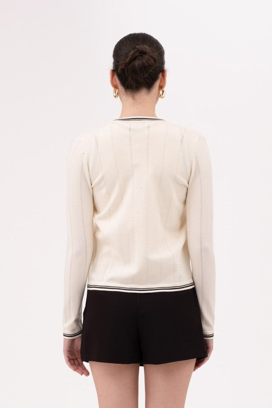 Cream Black Jewel Cardi
