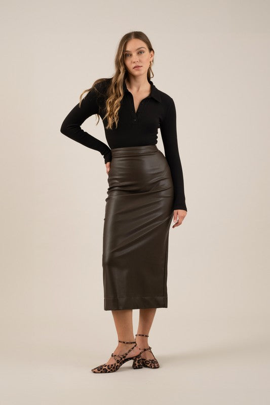 Espresso Faux Leather Skirt