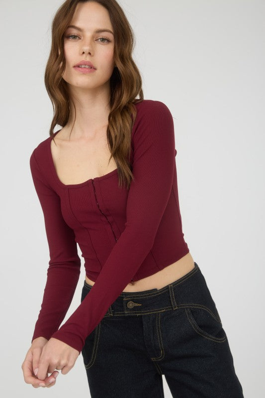 Square Hook n Eye Long Sleeve