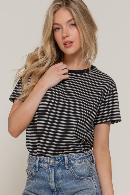Black White Stripe Tee