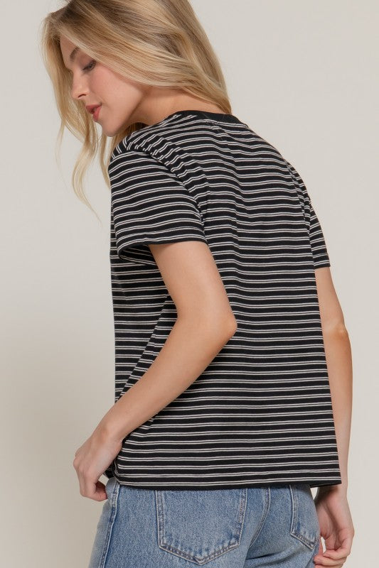 Black White Stripe Tee