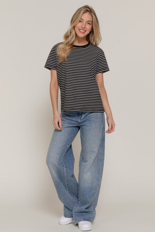 Black White Stripe Tee