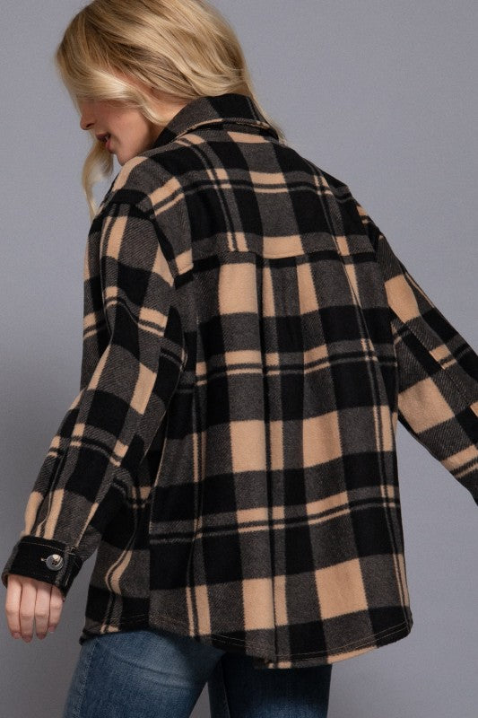 Taupe Black Plaid Jacket