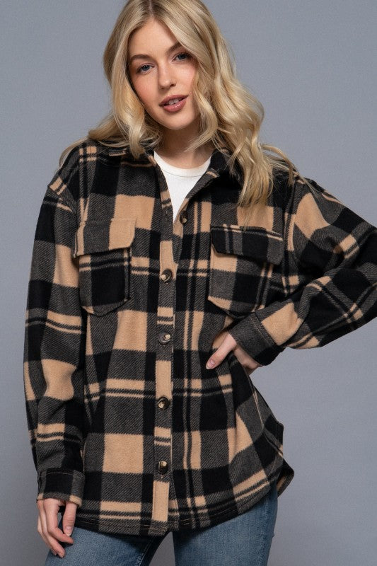 Taupe Black Plaid Jacket