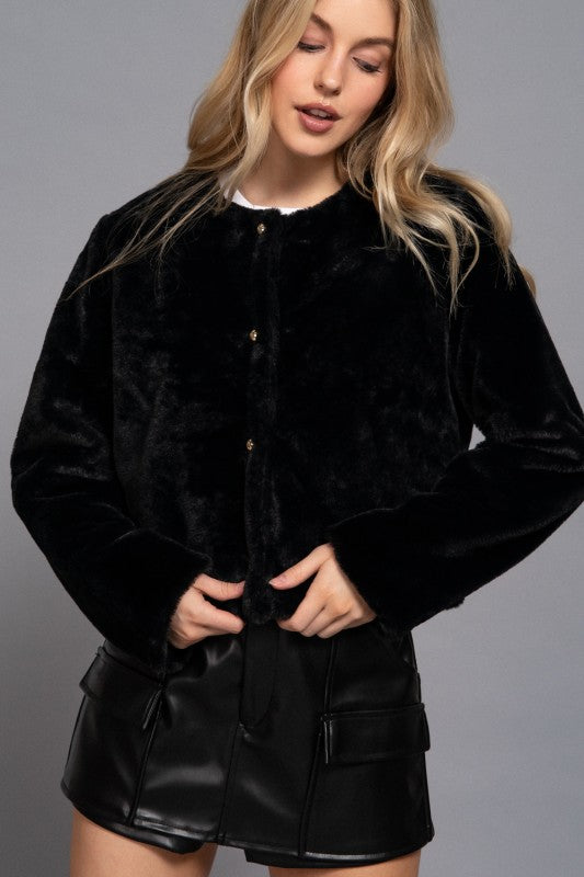 Crop Faux Fur Blazer