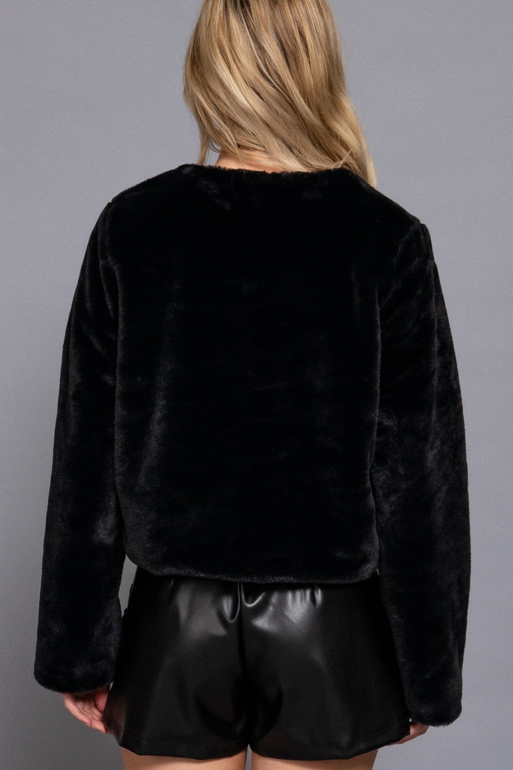 Crop Faux Fur Blazer