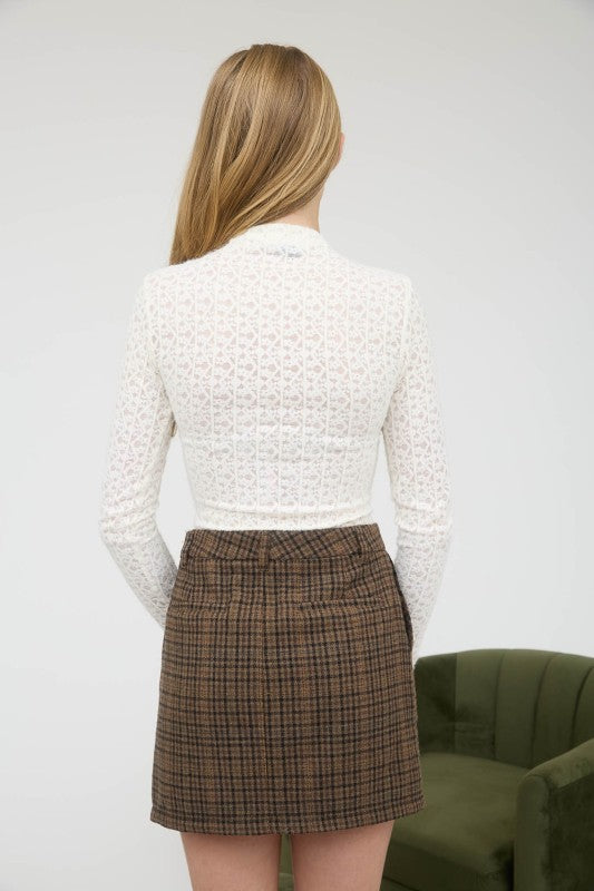 Jacquard Lace Mock Top