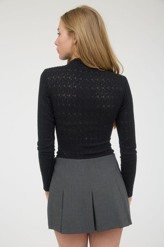 Jacquard Lace Mock Top