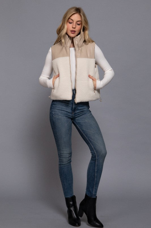 Sherpa Pleather Vest