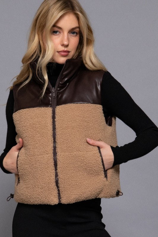 Sherpa Pleather Vest