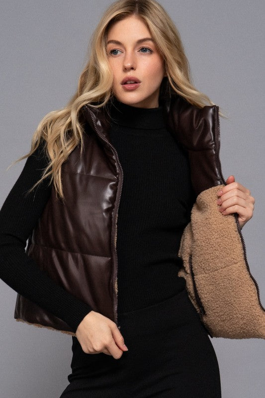 Sherpa Pleather Vest