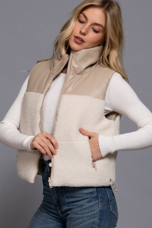 Sherpa Pleather Vest