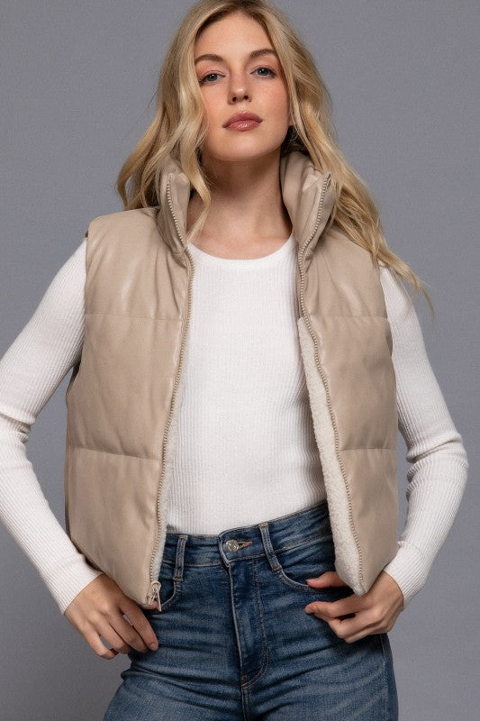 Sherpa Pleather Vest
