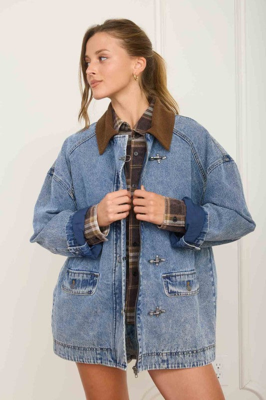 Denim Contrast Bulky Jacket