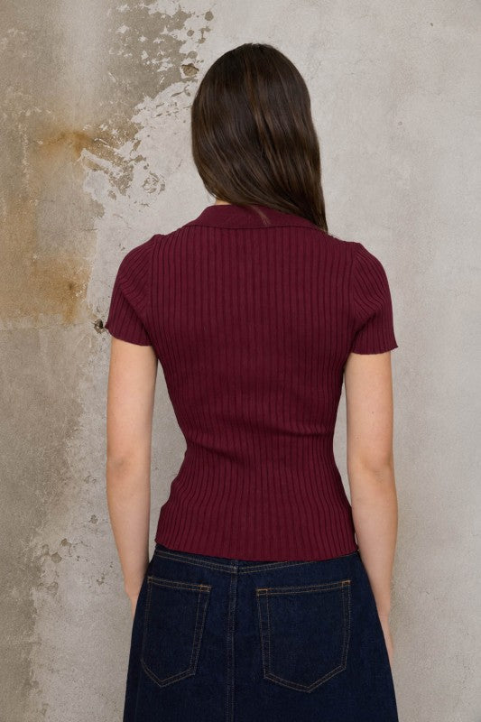 Burgundy Button Polo