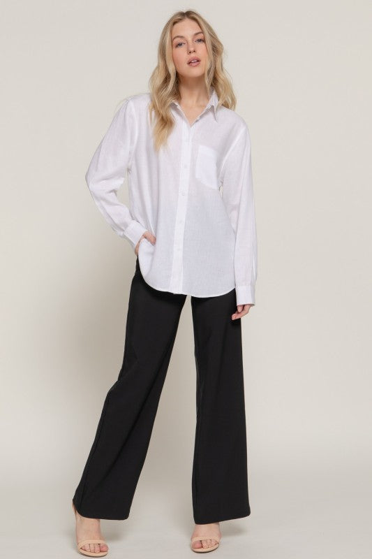 Linen Blend Button Up