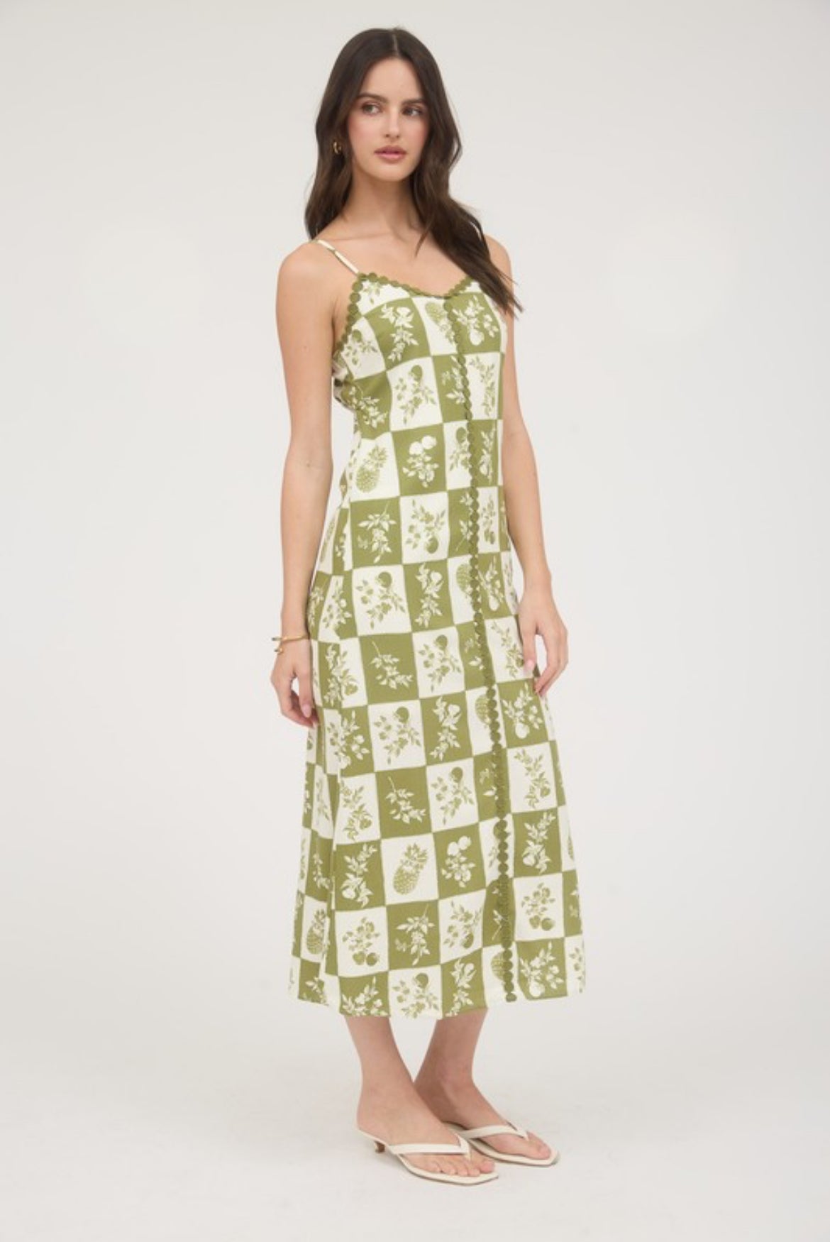 Olive Pineapple Print Dress