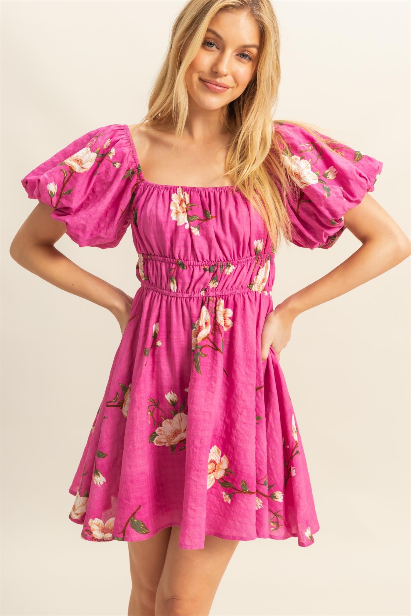 Bubble Pink Floral Dress