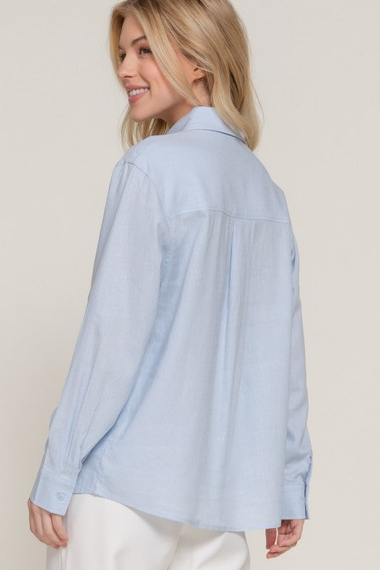 Linen Blend Button Up