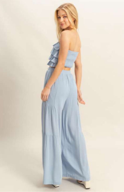 Pale Blue Strapless Top