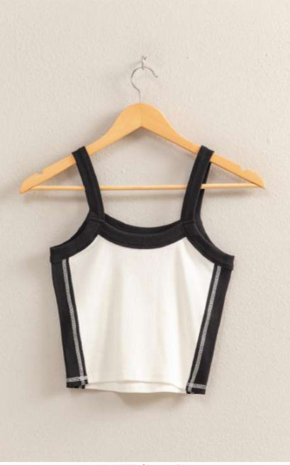 White Black Crop Tank