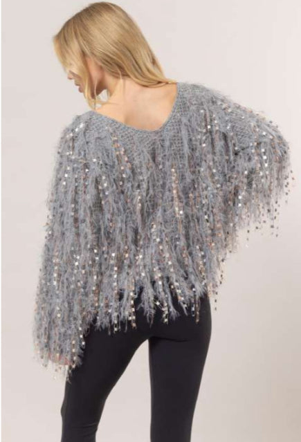 Silver Shag Sweater