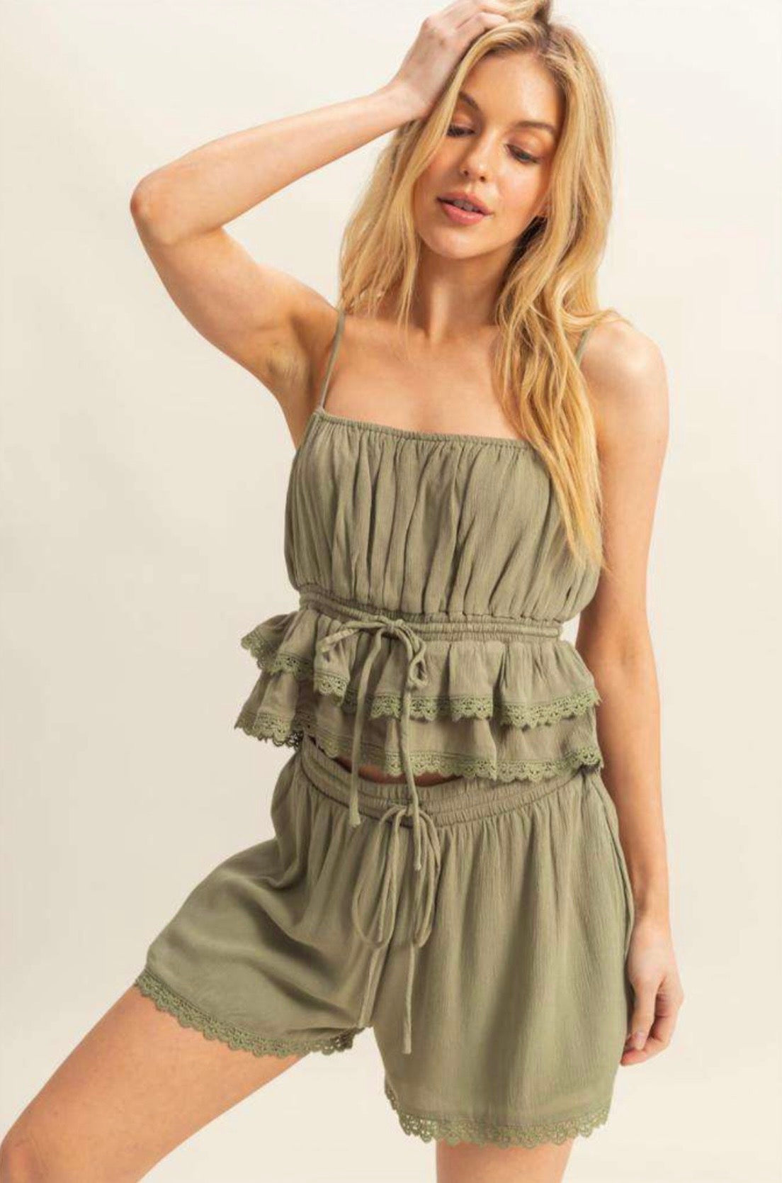 Ruffle Crepe Tank