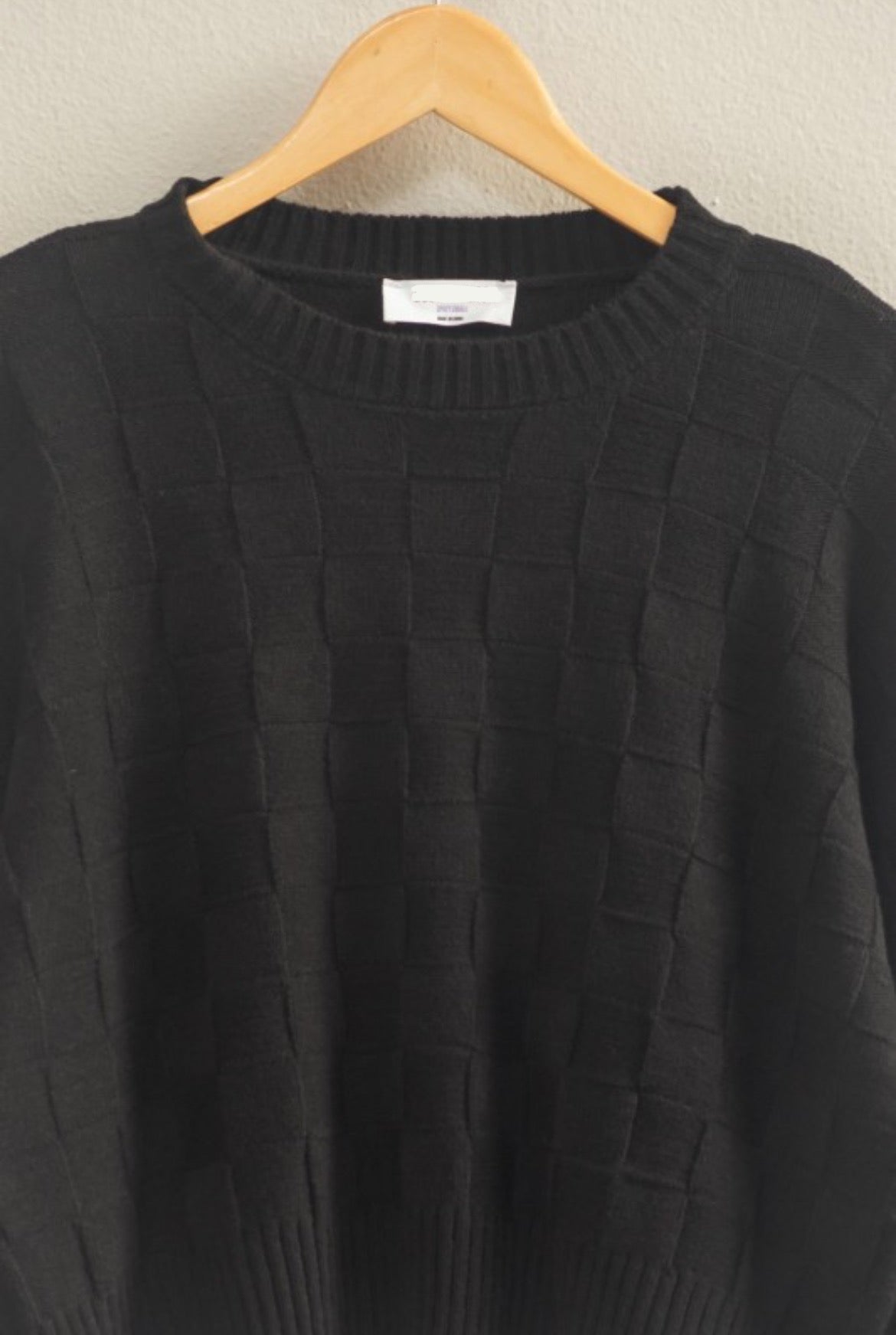 Black Check Texture Sweater