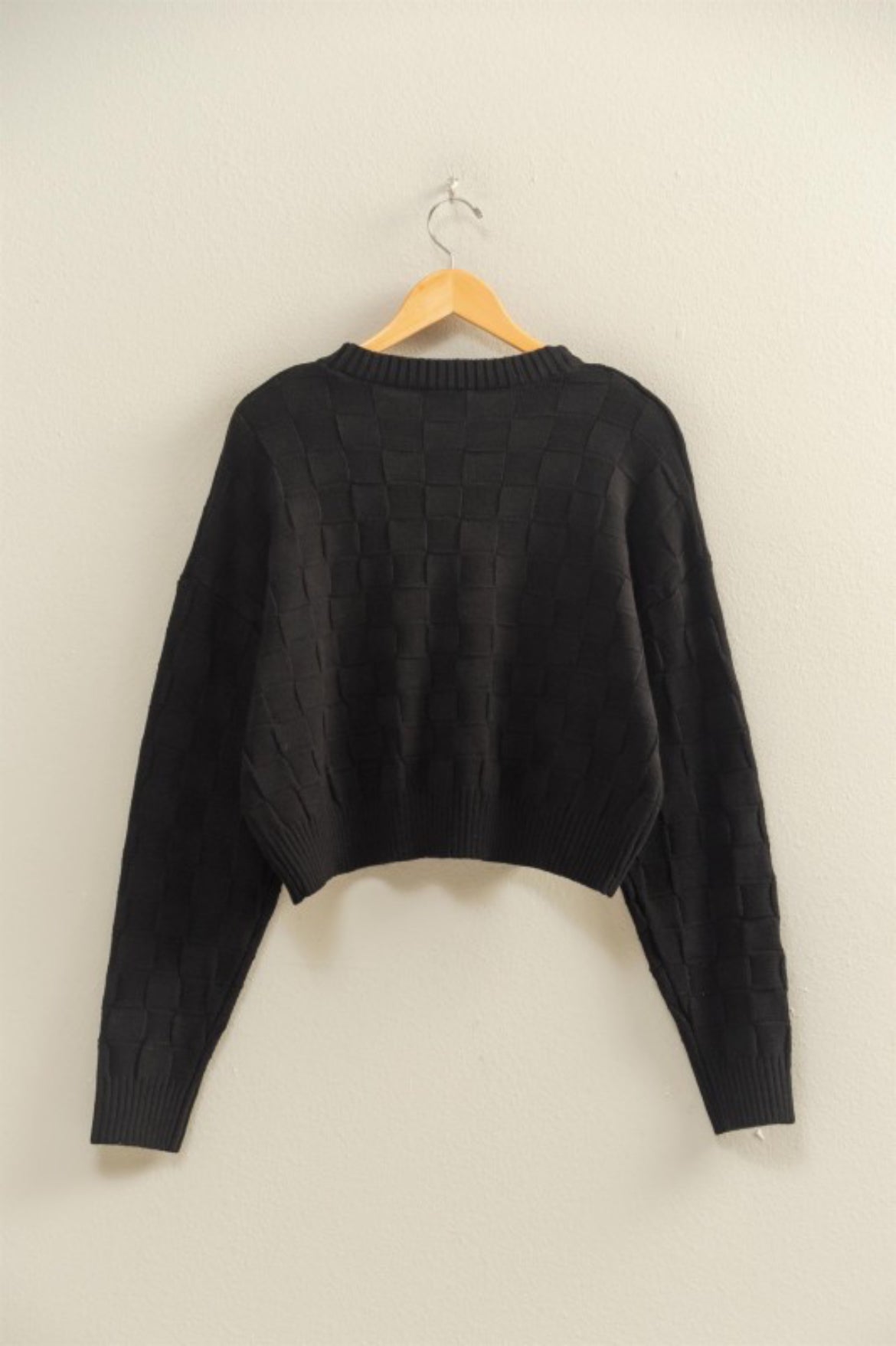 Black Check Texture Sweater