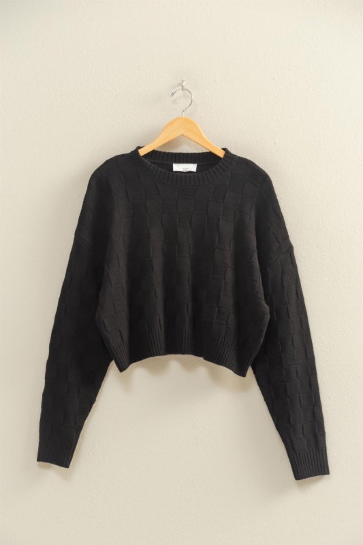 Black Check Texture Sweater