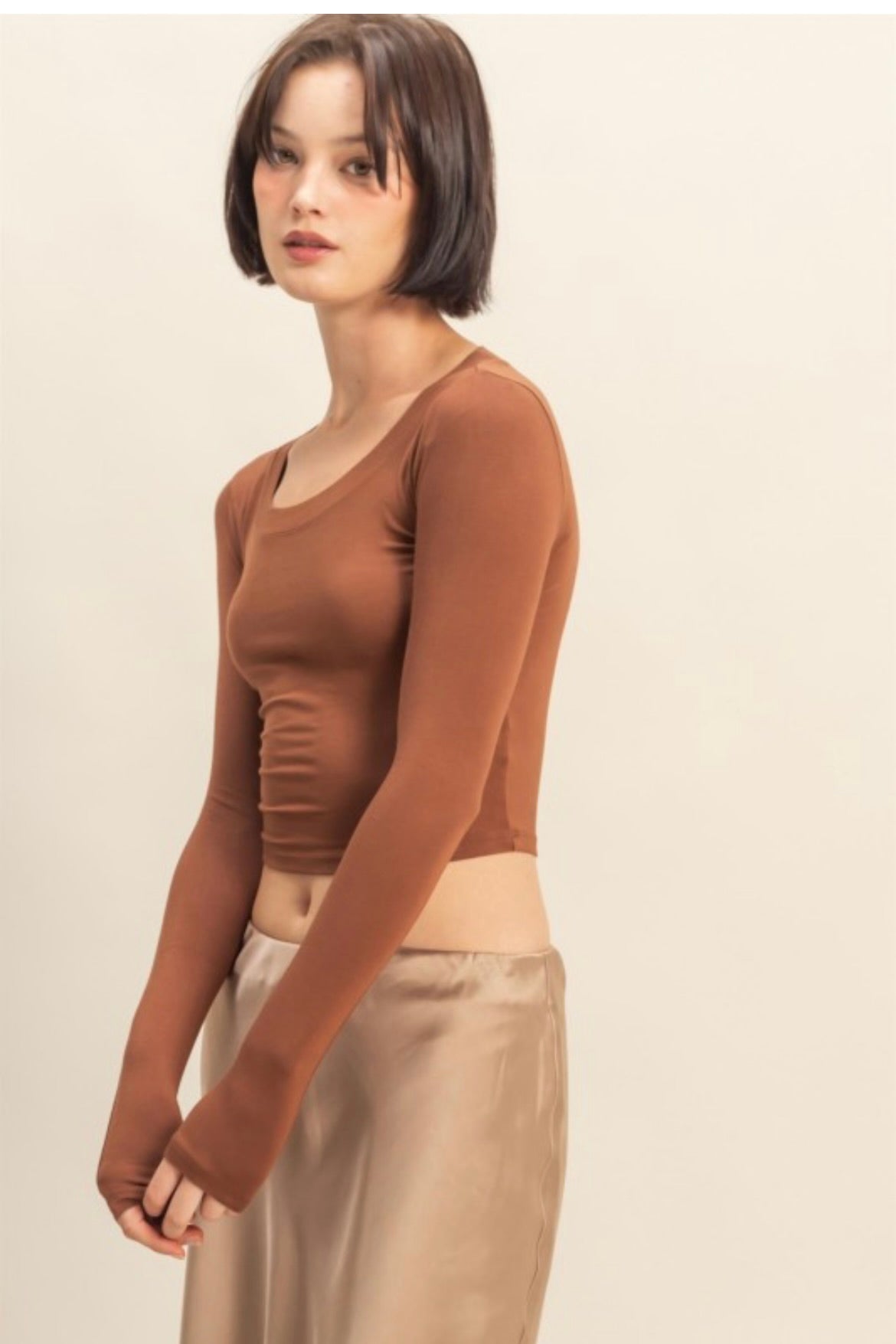 Basic Scoop Crop Long Sleeve