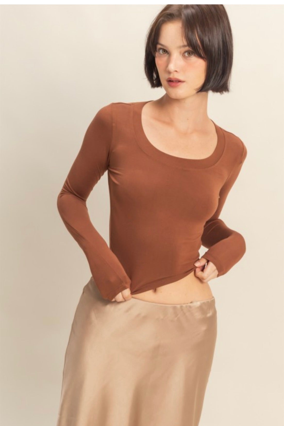 Basic Scoop Crop Long Sleeve
