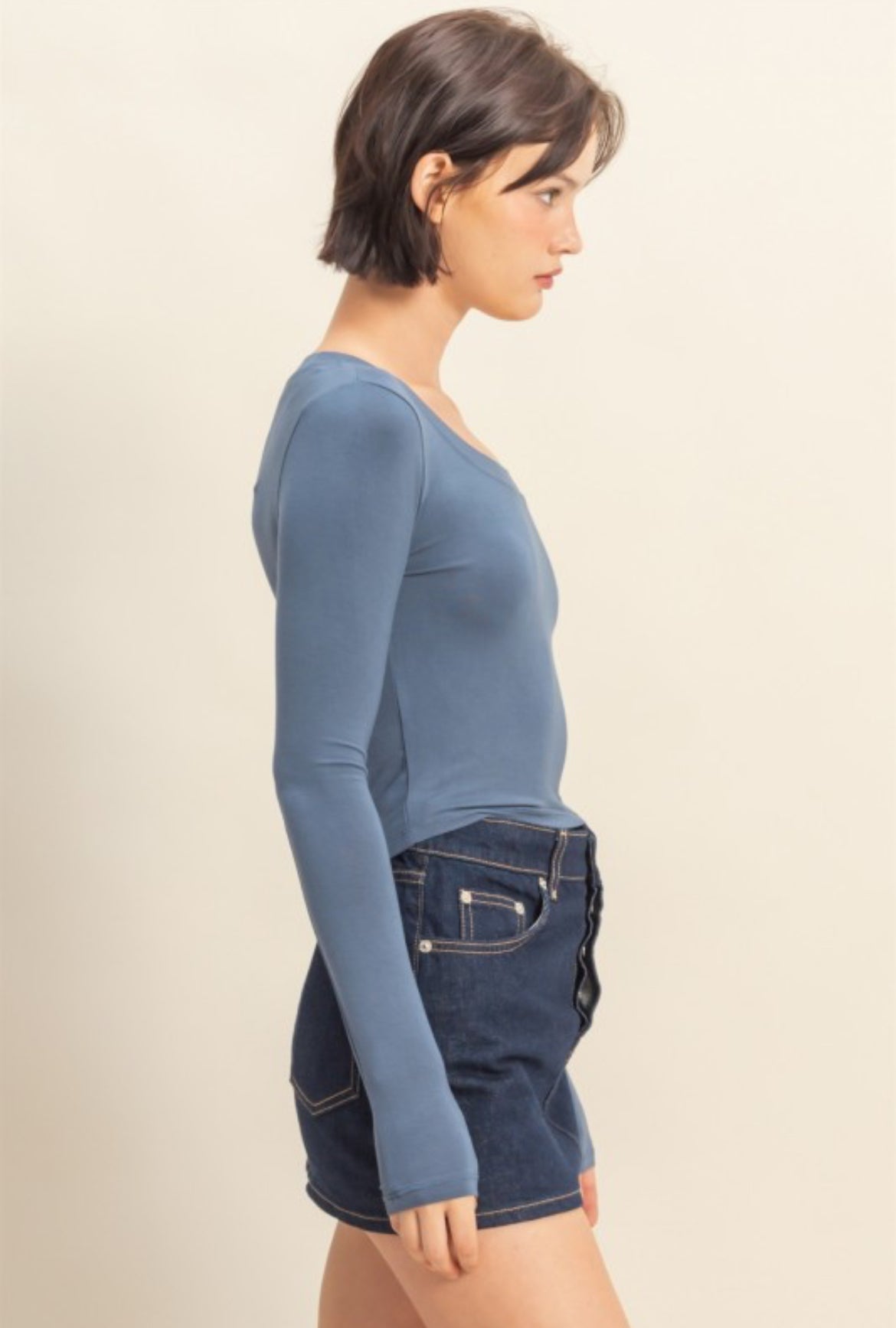 Basic Scoop Crop Long Sleeve