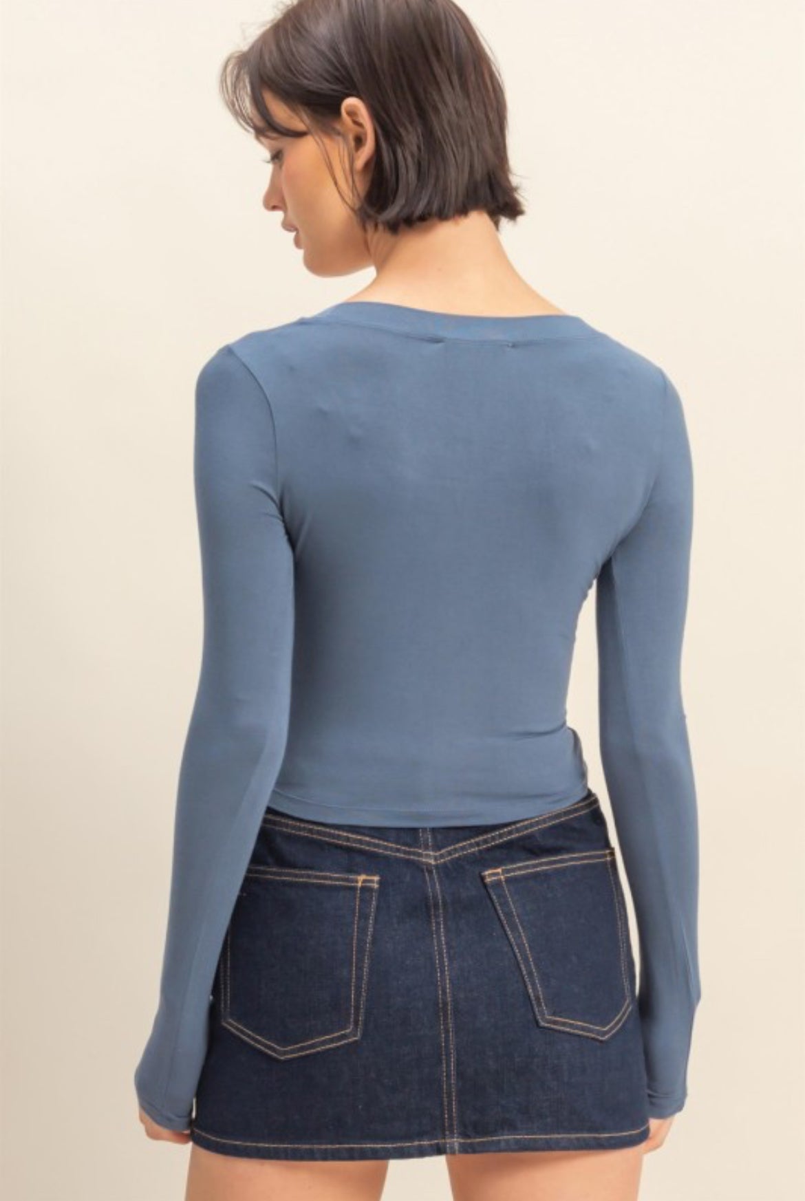 Basic Scoop Crop Long Sleeve