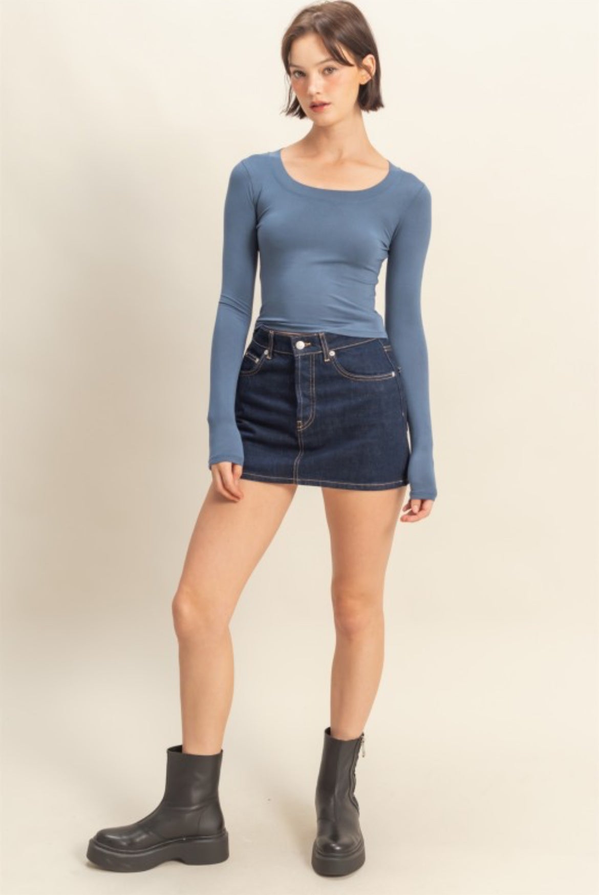 Basic Scoop Crop Long Sleeve