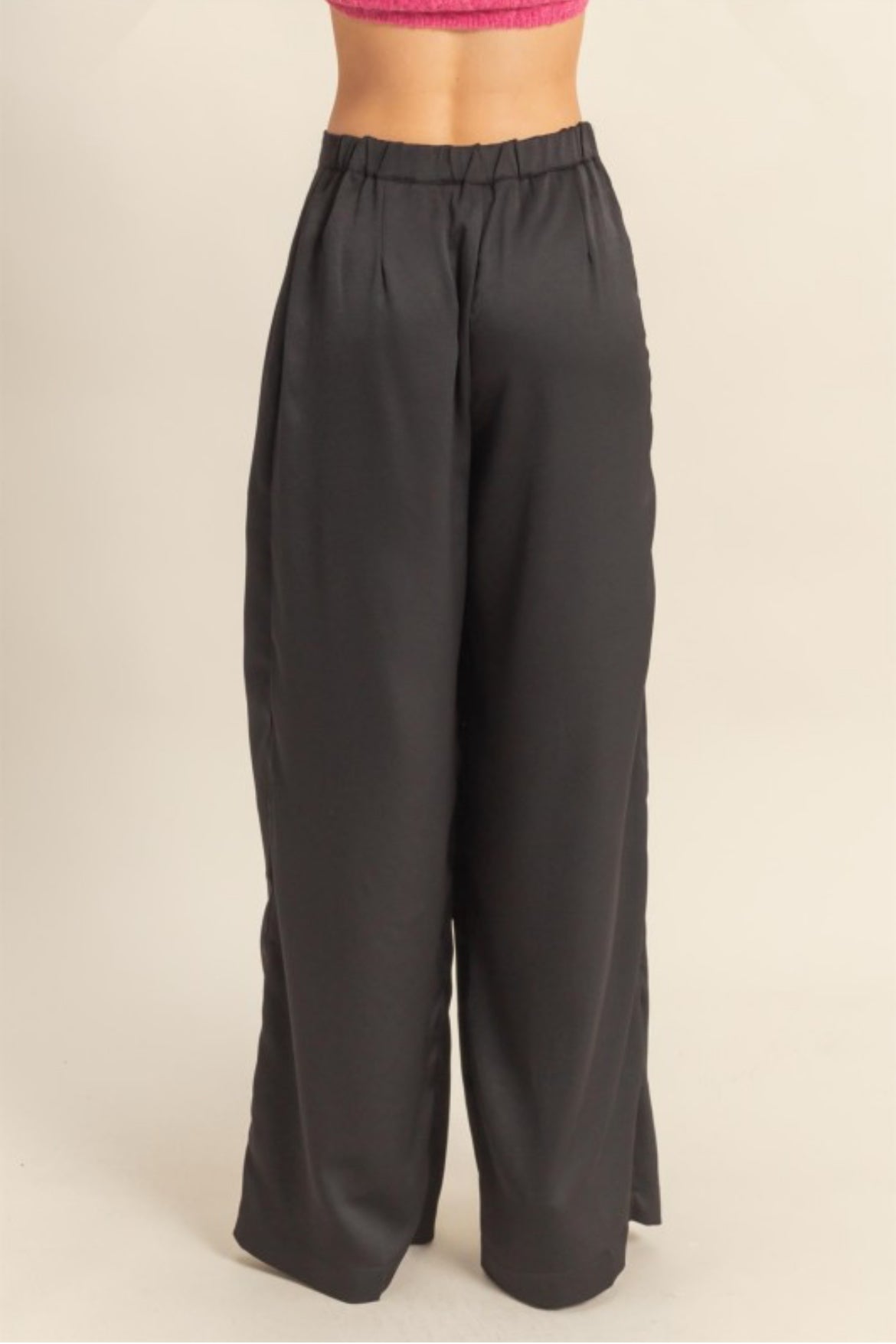 Black Silky Pleat Pants