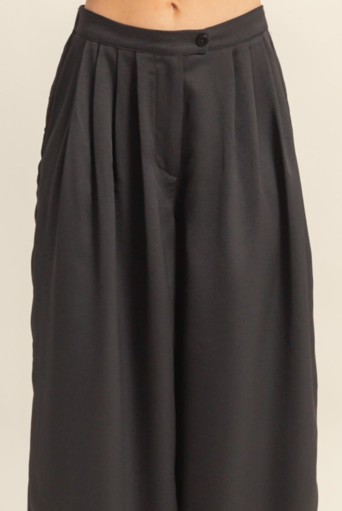 Black Silky Pleat Pants